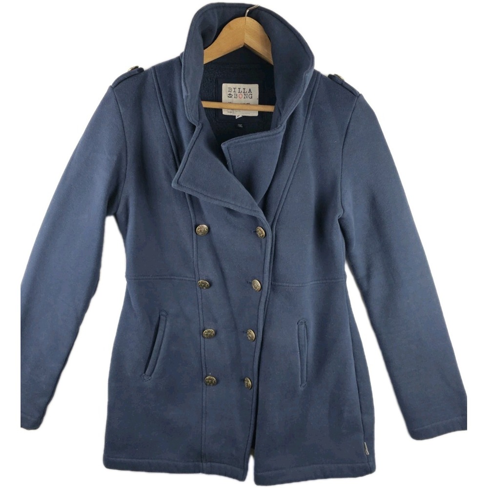 Billa Bong Military Style Navy Double Breasted Gold Button Peacoat Size Medium